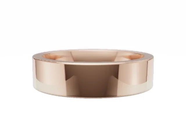 <strong>LUXURY</strong><br />5.0mm.  Wide <br />Plain Polish Wedding Ring<br /> <br />100% Recycled, Hallmarked 18ct. Rose Gold
