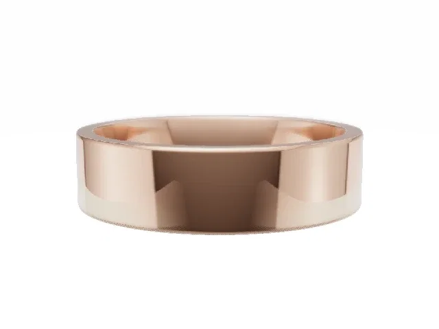 <strong>BUDGET</strong><br />5.0mm.  Wide <br />Plain Polish Wedding Ring<br /> <br />100% Recycled, Hallmarked 18ct. Rose Gold