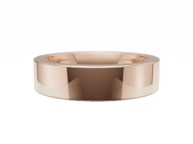<strong>PREMIERE</strong><br />5.0mm.  Wide <br />Plain Polish Wedding Ring<br /> <br />100% Recycled, Hallmarked 18ct. Rose Gold