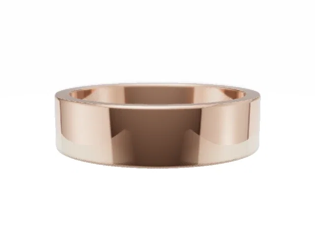 <strong>BUDGET</strong><br />5.0mm.  Wide <br />Plain Polish Wedding Ring<br /> <br />100% Recycled, Hallmarked 18ct. Rose Gold