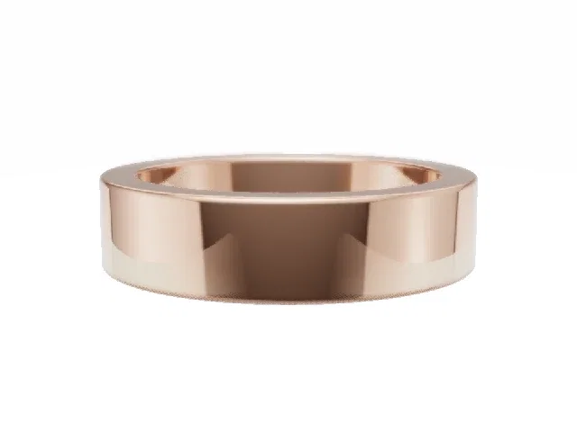<strong>PREMIERE</strong><br />5.0mm.  Wide <br />Plain Polish Wedding Ring<br /> <br />100% Recycled, Hallmarked 18ct. Rose Gold