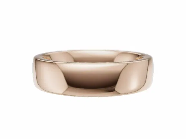 PREMIERE 5.0mm.  Wide  Plain Polish Soft-Court Wedding Ring  100% Recycled, Hallmarked 18ct. Rose Gold