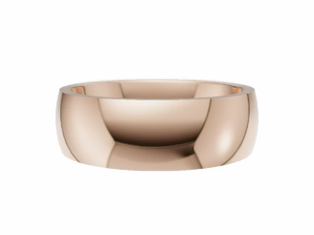 LUXURY 6.0mm.  Wide  Plain Polish Court Wedding Ring   100% Recycled, Hallmarked 18ct. Rose Gold