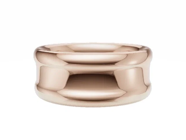 <strong>LUXURY</strong><br />8.0mm.  Wide <br />Plain Polish Concave Wedding Ring<br /> <br />100% Recycled, Hallmarked 18ct. Rose Gold