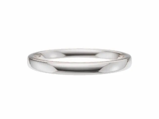 LUXURY 2.0mm.  Wide  Plain Polish Soft-Court Wedding Ring  100% Recycled, Hallmarked 18ct. White Gold
