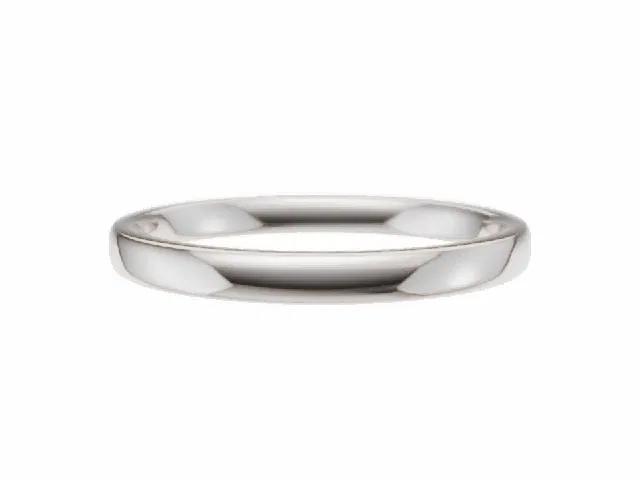 BUDGET 2.0mm.  Wide  Plain Polish Soft-Court Wedding Ring  100% Recycled, Hallmarked 18ct. White Gold