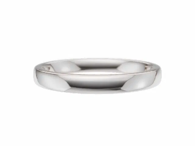 LUXURY 2.5mm.  Wide  Plain Polish Soft-Court Wedding Ring  100% Recycled, Hallmarked 18ct. White Gold