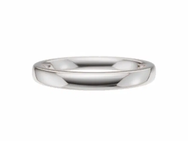 PREMIERE 2.5mm.  Wide  Plain Polish Soft-Court Wedding Ring  100% Recycled, Hallmarked 18ct. White Gold