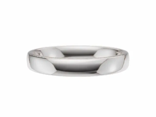 LUXURY 3.0mm.  Wide  Plain Polish Soft-Court Wedding Ring  100% Recycled, Hallmarked 18ct. White Gold