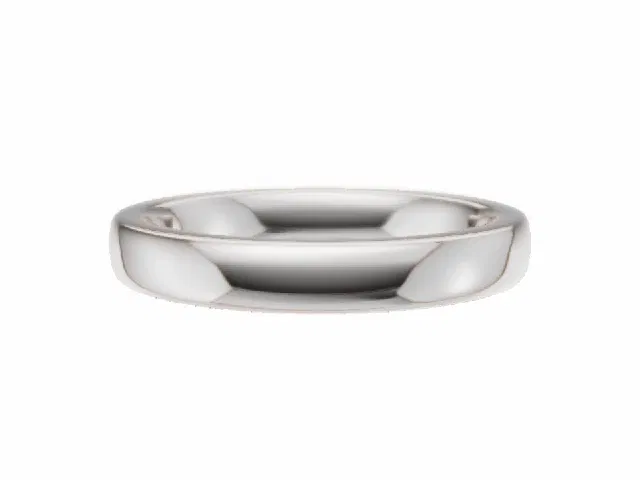 PREMIERE 3.0mm.  Wide  Plain Polish Soft-Court Wedding Ring  100% Recycled, Hallmarked 18ct. White Gold