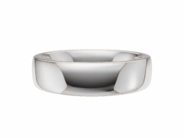 PREMIERE 5.0mm.  Wide  Plain Polish Soft-Court Wedding Ring  100% Recycled, Hallmarked 18ct. White Gold