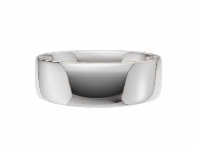 LUXURY 6.0mm.  Wide  Plain Polish Soft-Court Wedding Ring  100% Recycled, Hallmarked 18ct. White Gold