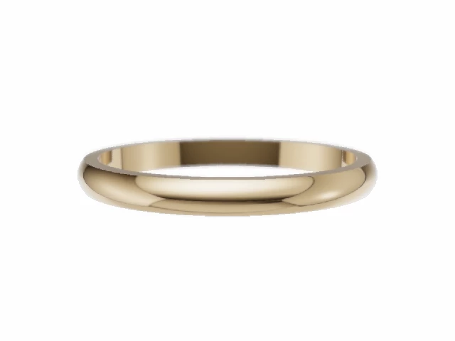 BUDGET 2.0mm.  Wide  Plain Polish Wedding Ring 100% Recycled, Hallmarked 18ct. Yellow Gold