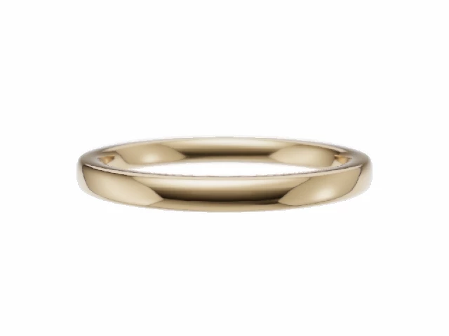 LUXURY 2.0mm.  Wide  Plain Polish Soft-Court Wedding Ring   100% Recycled, Hallmarked 18ct. Yellow Gold