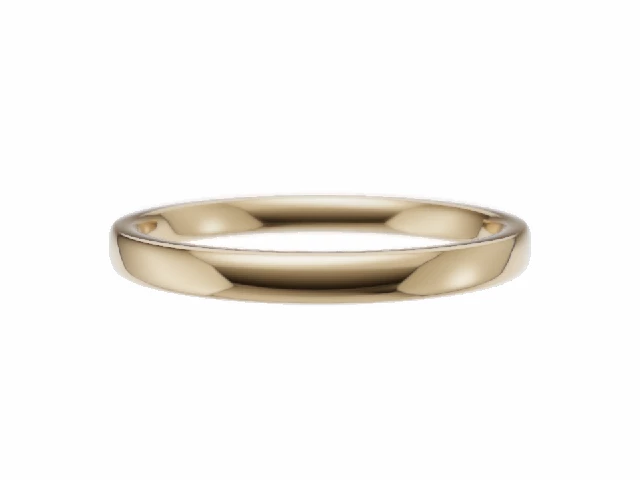 BUDGET 2.0mm.  Wide  Plain Polish Soft-Court Wedding Ring   100% Recycled, Hallmarked 18ct. Yellow Gold