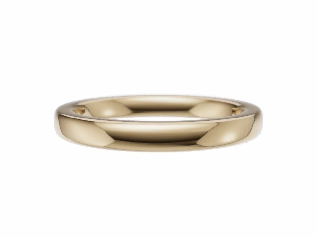 PREMIERE 2.5mm.  Wide  Plain Polish Soft-Court Wedding Ring   100% Recycled, Hallmarked 18ct. Yellow Gold