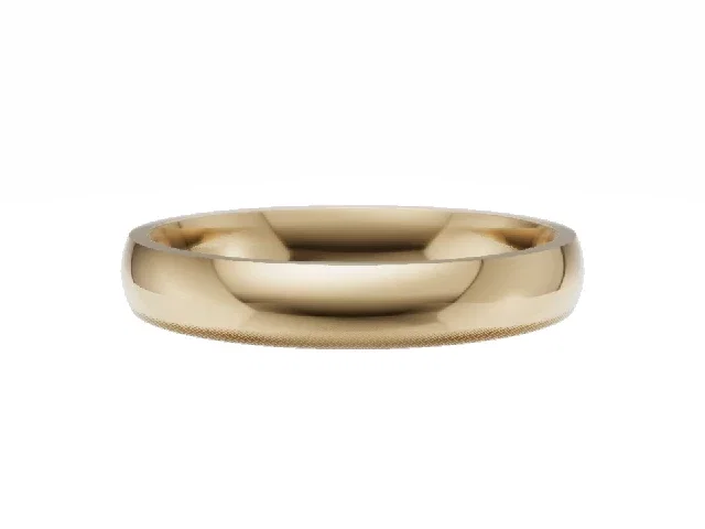 <strong>BUDGET</strong><br />3.0mm.  Wide <br />Plain Polish Court Wedding Ring<br /> <br />100% Recycled, Hallmarked 18ct. Yellow Gold