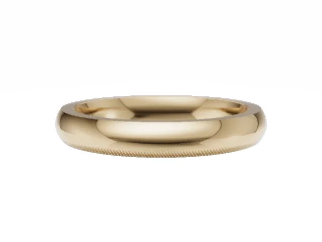 <strong>PREMIERE</strong><br />3.0mm.  Wide <br />Plain Polish Court Wedding Ring<br /> <br />100% Recycled, Hallmarked 18ct. Yellow Gold