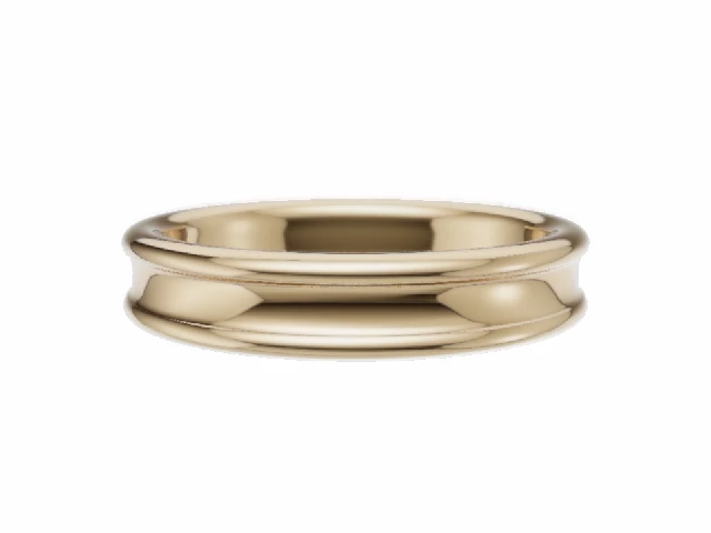 LUXURY 4.0mm.  Wide  Plain Polish Concave Wedding Ring   100% Recycled, Hallmarked 18ct. Yellow Gold