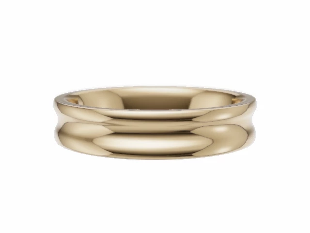 BUDGET 4.0mm.  Wide  Plain Polish Concave Wedding Ring   100% Recycled, Hallmarked 18ct. Yellow Gold