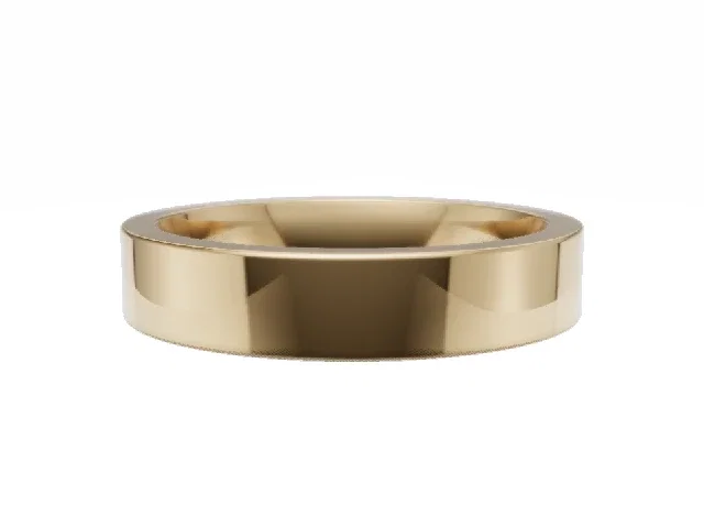 <strong>LUXURY</strong><br />4.0mm.  Wide <br />Plain Polish Wedding Ring<br /> <br />100% Recycled, Hallmarked 18ct. Yellow Gold