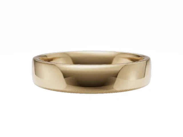 <strong>BUDGET</strong><br />4.0mm.  Wide <br />Plain Polish Soft-Court Wedding Ring<br /> <br />100% Recycled, Hallmarked 18ct. Yellow Gold