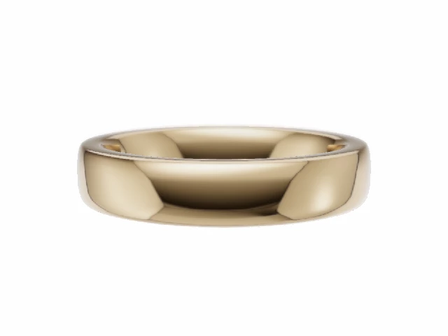 PREMIERE 4.0mm.  Wide  Plain Polish Soft-Court Wedding Ring   100% Recycled, Hallmarked 18ct. Yellow Gold