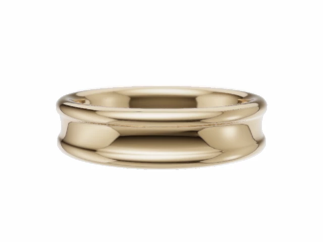 LUXURY 5.0mm.  Wide  Plain Polish Concave Wedding Ring   100% Recycled, Hallmarked 18ct. Yellow Gold