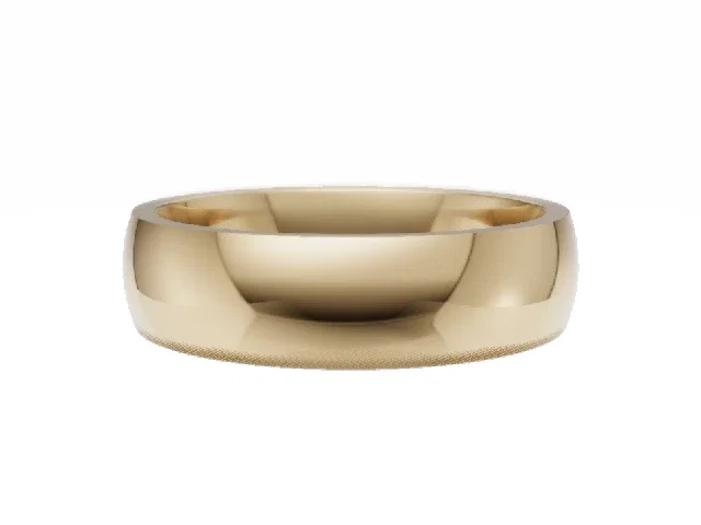 <strong>LUXURY</strong><br />5.0mm.  Wide <br />Plain Polish Court Wedding Ring<br /> <br />100% Recycled, Hallmarked 18ct. Yellow Gold