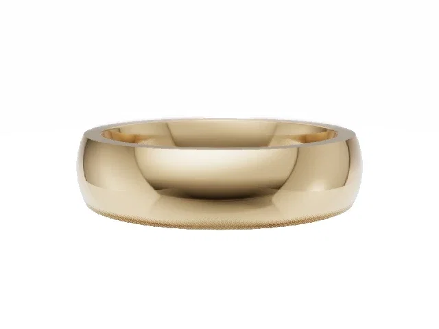 <strong>PREMIERE</strong><br />5.0mm.  Wide <br />Plain Polish Court Wedding Ring<br /> <br />100% Recycled, Hallmarked 18ct. Yellow Gold