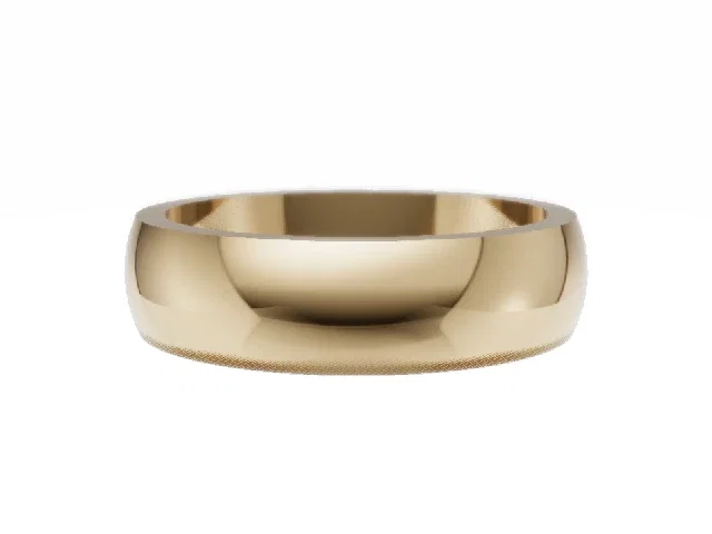 <strong>LUXURY</strong><br />5.0mm.  Wide <br />Plain Polish Wedding Ring<br />100% Recycled, Hallmarked 18ct. Yellow Gold