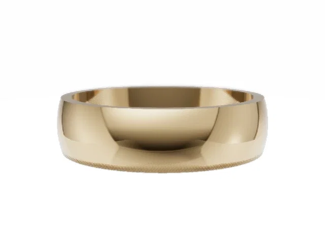 <strong>BUDGET</strong><br />5.0mm.  Wide <br />Plain Polish Wedding Ring<br />100% Recycled, Hallmarked 18ct. Yellow Gold