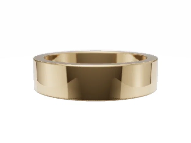 <strong>LUXURY</strong><br />5.0mm.  Wide <br />Plain Polish Wedding Ring<br /> <br />100% Recycled, Hallmarked 18ct. Yellow Gold