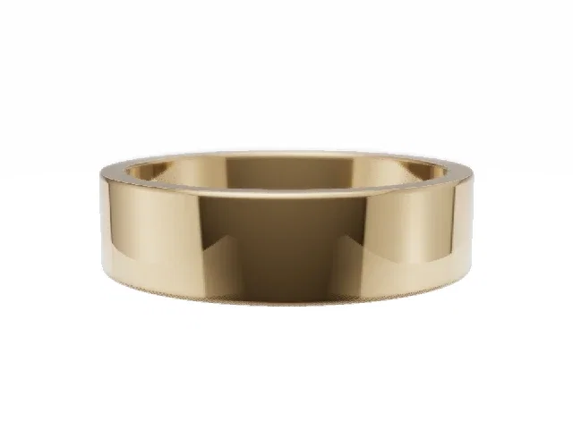 <strong>BUDGET</strong><br />5.0mm.  Wide <br />Plain Polish Wedding Ring<br /> <br />100% Recycled, Hallmarked 18ct. Yellow Gold