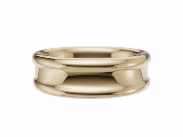 LUXURY 6.0mm.  Wide  Plain Polish Concave Wedding Ring   100% Recycled, Hallmarked 18ct. Yellow Gold