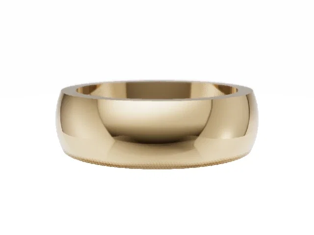 <strong>PREMIERE</strong><br />6.0mm.  Wide <br />Plain Polish Wedding Ring<br />100% Recycled, Hallmarked 18ct. Yellow Gold