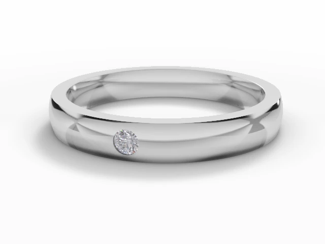 LUXURY 3.0mm.  Wide  Single Diamond Court Wedding Ring Round Brilliant-Cut Diamond 100% Recycled, Hallmarked Platinum