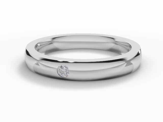 PREMIERE 3.0mm.  Wide  Single Diamond Court Wedding Ring Round Brilliant-Cut Diamond 100% Recycled, Hallmarked Platinum