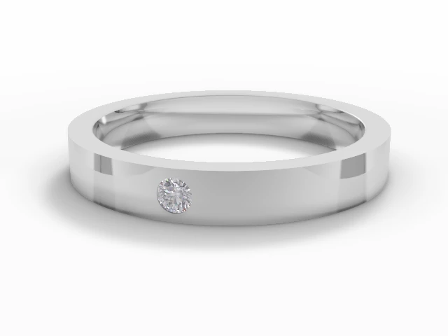 LUXURY 3.0mm.  Wide  Single Diamond Flat-Court Wedding Ring Round Brilliant-Cut Diamond 100% Recycled, Hallmarked Platinum