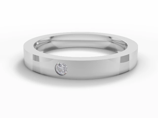 PREMIERE 3.0mm.  Wide  Single Diamond Flat-Court Wedding Ring Round Brilliant-Cut Diamond 100% Recycled, Hallmarked Platinum