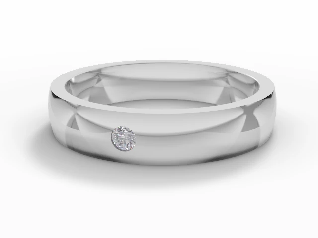 LUXURY 4.0mm.  Wide  Single Diamond Court Wedding Ring Round Brilliant-Cut Diamond 100% Recycled, Hallmarked Platinum