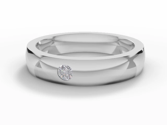 PREMIERE 4.0mm.  Wide  Single Diamond Court Wedding Ring Round Brilliant-Cut Diamond 100% Recycled, Hallmarked Platinum