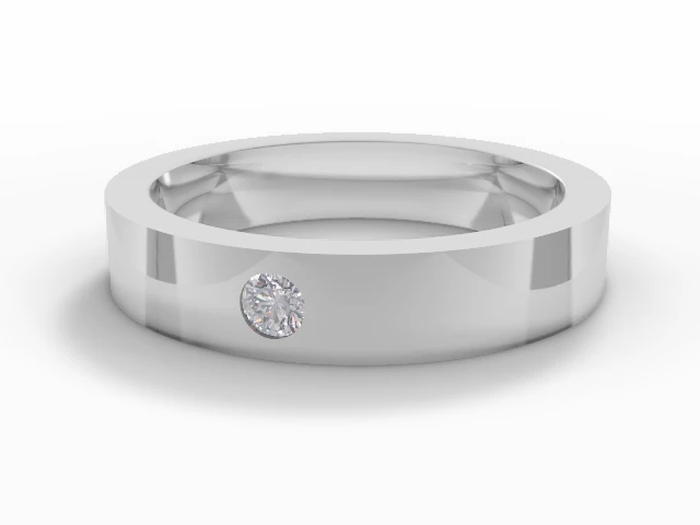PREMIERE 4.0mm.  Wide  Single Diamond Flat-Court Wedding Ring Round Brilliant-Cut Diamond 100% Recycled, Hallmarked Platinum