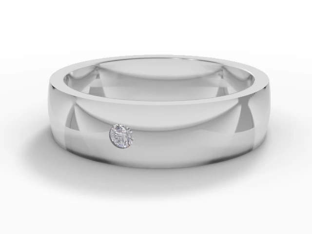 LUXURY 5.0mm.  Wide  Single Diamond Court Wedding Ring Round Brilliant-Cut Diamond 100% Recycled, Hallmarked Platinum