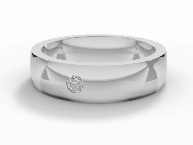 PREMIERE 5.0mm.  Wide  Single Diamond Court Wedding Ring Round Brilliant-Cut Diamond 100% Recycled, Hallmarked Platinum
