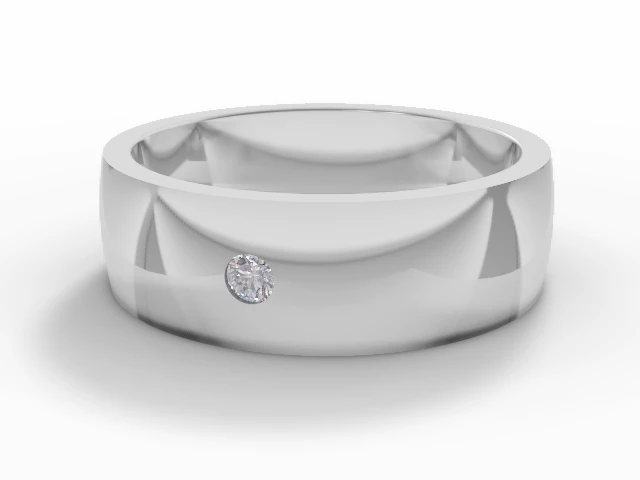 LUXURY 6.0mm.  Wide  Single Diamond Court Wedding Ring Round Brilliant-Cut Diamond 100% Recycled, Hallmarked Platinum