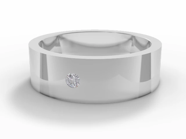 LUXURY 6.0mm.  Wide  Single Diamond Flat-Court Wedding Ring Round Brilliant-Cut Diamond 100% Recycled, Hallmarked Platinum
