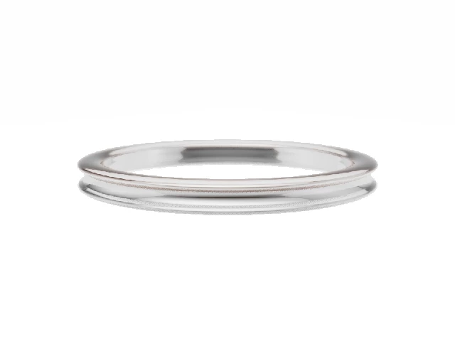 BUDGET 2.0mm.  Wide  Plain Polish Concave Wedding Ring   100% Recycled, Hallmarked 18ct. White Gold