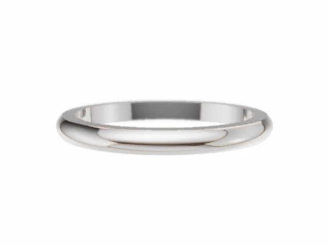 LUXURY 2.0mm.  Wide  Plain Polish Wedding Ring 100% Recycled, Hallmarked 18ct. White Gold