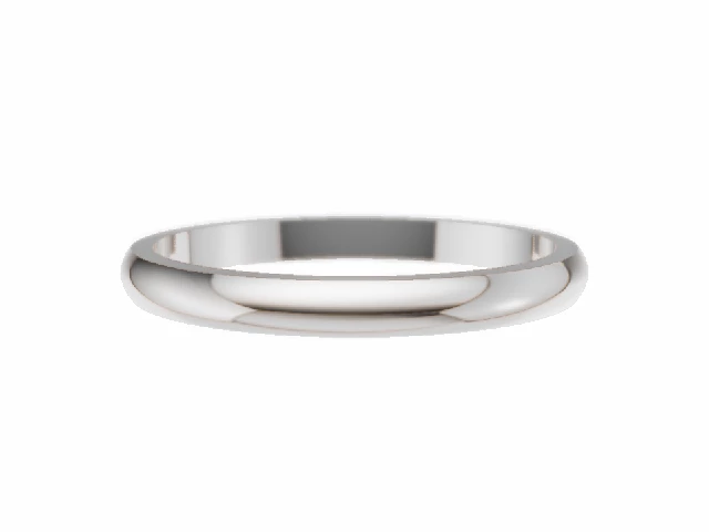 BUDGET 2.0mm.  Wide  Plain Polish Wedding Ring 100% Recycled, Hallmarked 18ct. White Gold